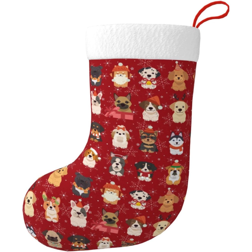 Christmas Stocking Hanging - Cute Christmas Dogs Christmas Stockings Fireplace