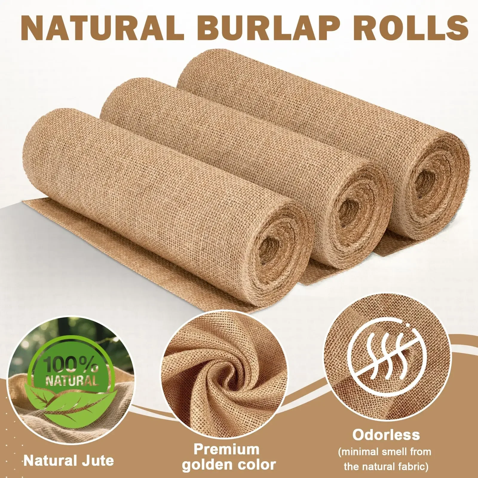 Christmas Table Runner - New Desig Beige Burlap Roll 30cmx10m