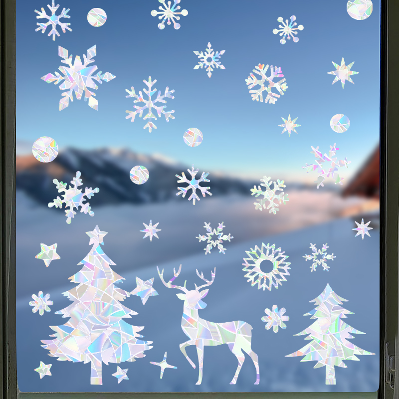 1set Christmas Snowflake Elk W - огляд і ціна Snowflake Window Decal