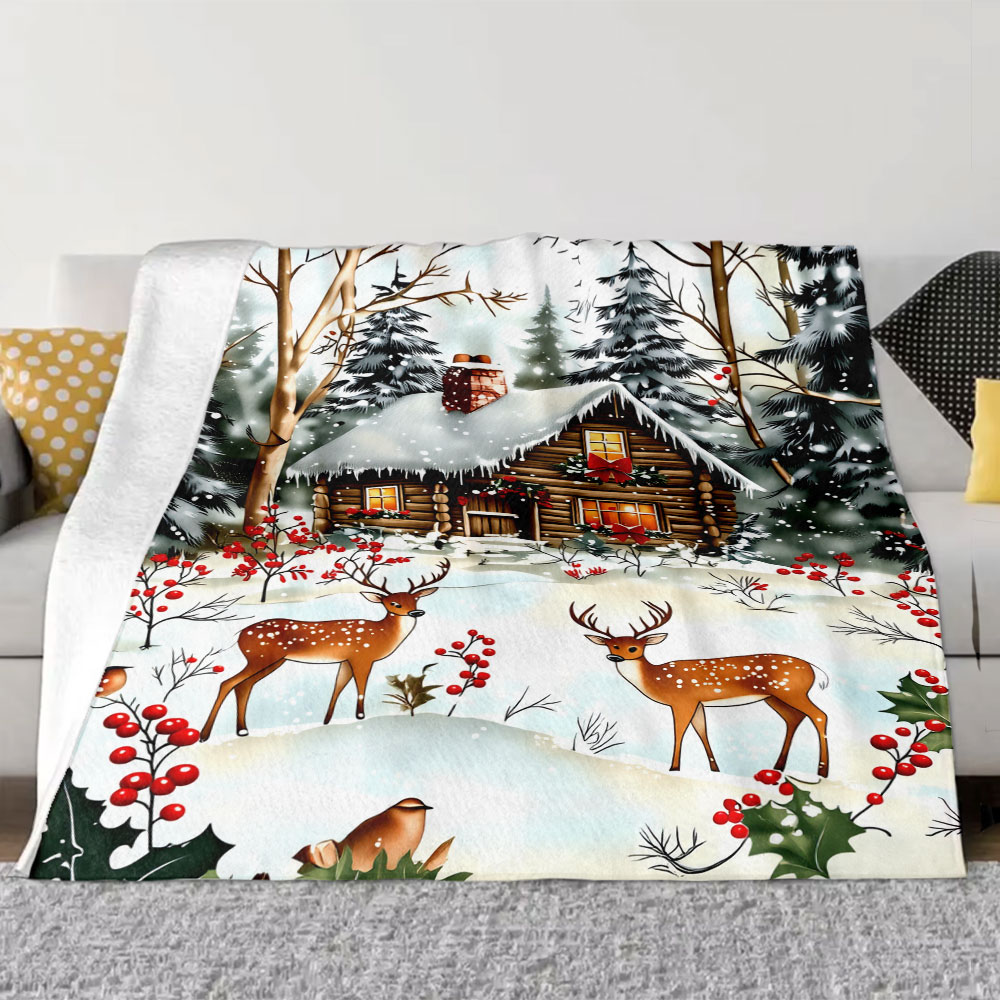 Winter Cabin Christmas Blanket - огляд і ціна Christmas Throw Blanket