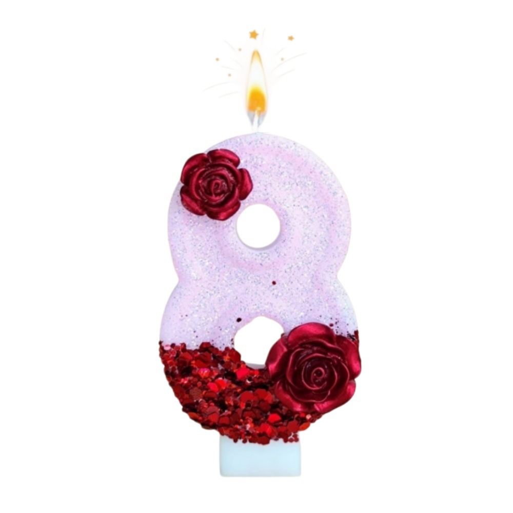 Number Pink Glitter Red Rose F - огляд і ціна Holiday Candle Set